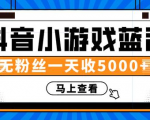 赚钱计划:抖音小游戏蓝海项目,无粉丝一天收入5000+-第一资源库