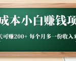 零成本小白赚钱实操项目,一天可赚200+ 每个月多一份收入来源-第一资源库