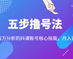 五步撸号法,掌握百万分析的抖课账号核心技能,从逻辑到实操-第一资源库