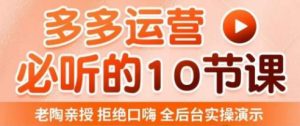 老陶电商·拼多多运营必听10节课，拒绝口嗨，全后台实操演示，花的少，赚得多，爆款更简单-第一资源库