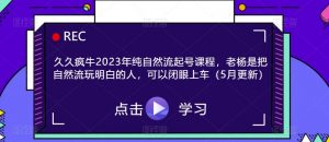 久久疯牛2023年纯自然流起号课程,老杨是把自然流玩明白的人,可以闭眼上车(5月更新)-第一资源库