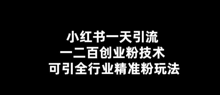 小红书一天引流一二百创业粉技术，可引全行业精准粉玩法【仅揭秘】-第一资源库