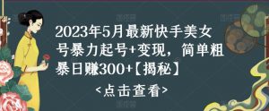 2023年5月最新快手美女号暴力起号+变现，简单粗暴日赚300+【揭秘】-第一资源库