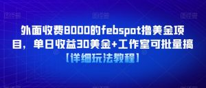 外面收费8000的febspot撸美金项目，单日收益30美金+工作室可批量搞【详细玩法教程】-第一资源库