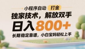 小程序自动打金独家技术，解放双手日入8张，长期稳定靠谱，小白宝妈轻松上手【揭秘】-第一资源库