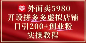 外面卖5980开设拼多多虚拟店铺：单日引流200+创业付费粉实战教程-第一资源库