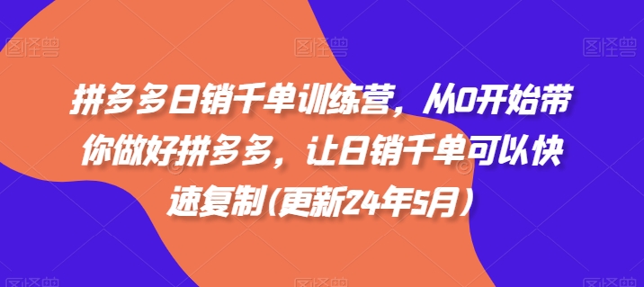拼多多日销千单训练营，从0开始带你做好拼多多，让日销千单可以快速复制(更新25年5月)-第一资源库