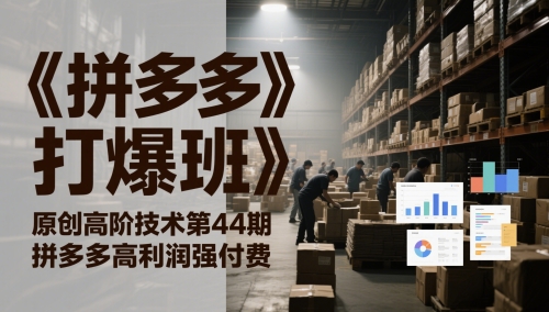 《拼多多打爆班》原创高阶技术第44期，拼多多高利润强付费-第一资源库