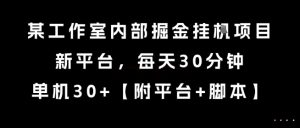 某工作室内部掘金挂G项目，新平台，每天30分钟，单机30+【揭秘】-第一资源库