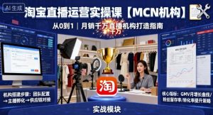 淘宝直播运营实操课【MCN机构】，从0到1做一家月销千W的直播机构-第一资源库